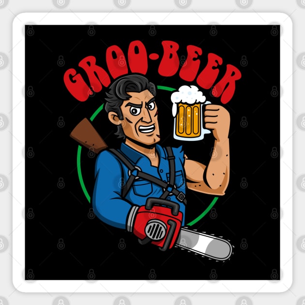 Grobeer Funny Beer Drinking Horror Movie Groovy Hero Magnet by BoggsNicolas